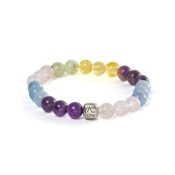 Alexander Lynggaard Saint Tropez armbånd med apuamarine, rosa kvarts, prehnite, citrin og ametyst - 8 mm