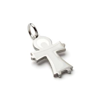 Emquies Holstein Velsignet af en Engel vedhæng sølv med hvid emalje