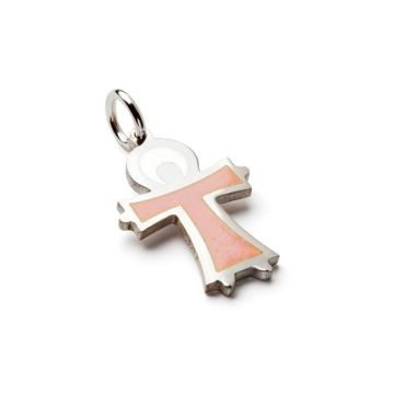 Emquies Holstein Velsignet af en Engel vedhæng sølv med lysrød emalje