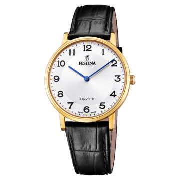 Festina Swiss Made Slim herreur i guldfarvet med lys urskive
