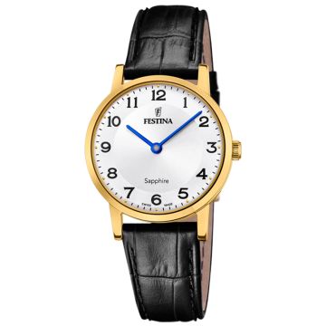 Festina Swiss Made Slim dameur i guldfarvet med lys urskive