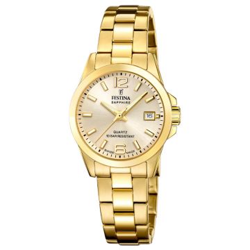 Festina Swiss Made dameur i guldfarvet med guldfarvet urskive