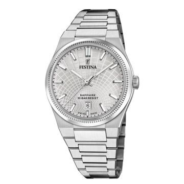 Festina Swiss Made Rivé herreur i stål med grå urskive
