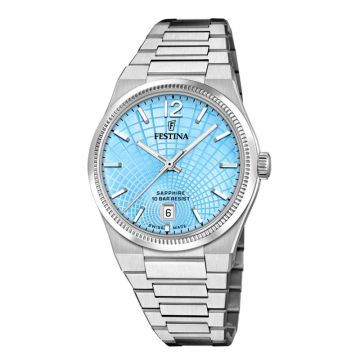 Festina Swiss Made Rivé dameur i stål med lysegrøn urskive