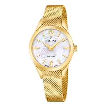 Festina Swiss Made Grace dameur i guldfarvet med perlemorsskive - Ø32