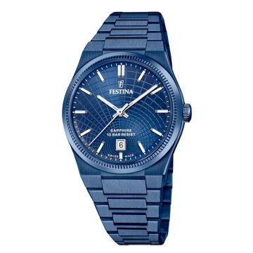 Festina Swiss Made Rivé herreur i blå med lænke - Ø40