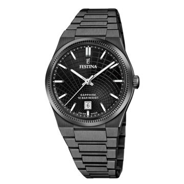 Festina Swiss Made Rivé herreur i sort med lænke - Ø40