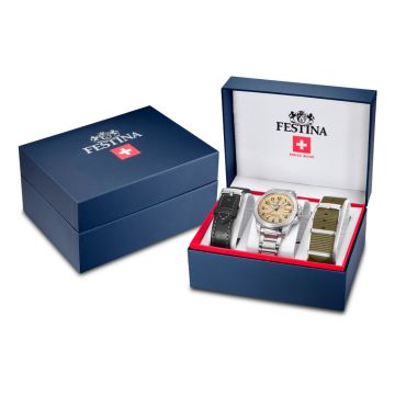 Festina Swiss Made Field herreur med lænke og to remme - Ø42