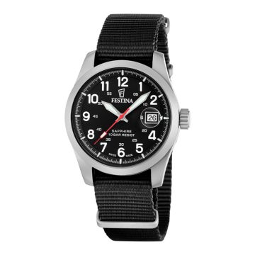 Festina Swiss Made Field herreur med sort natorem - Ø39