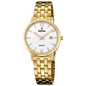 Festina Classic dameur i guldfarvet med hvid urskive