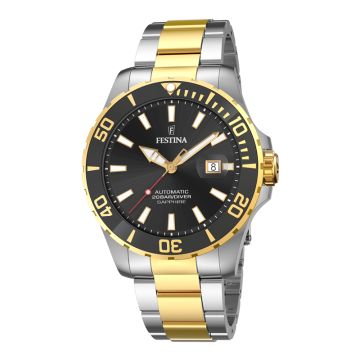 Festina Automatic Diver herreur i tofarvet stål med sort urskive