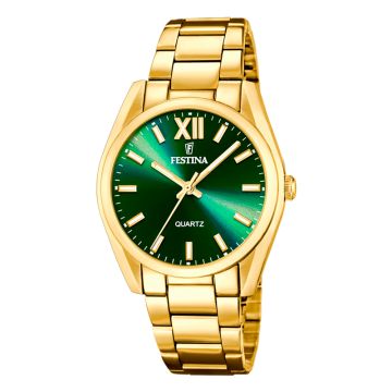 Festina Alegria/Happiness dameur i guldfarvet med grøn urskive