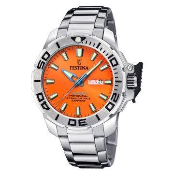 Festina Diver herreur i stål med orange urskive
