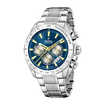 Festina Timeless Chrono herreur i stål med blå urskive