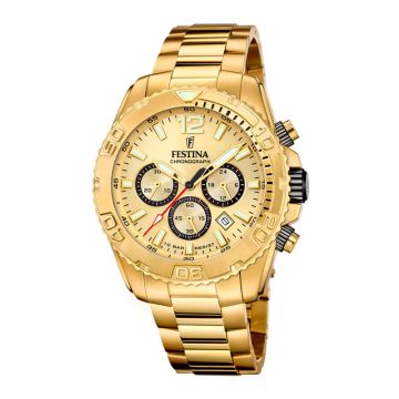 Festina Timeless Chrono herreur i guldfarvet med guldfarvet urskive