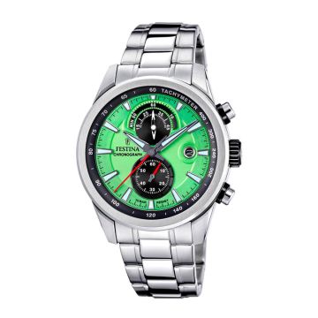 Festina Timeless Chrono herreur i stål med grøn urskive