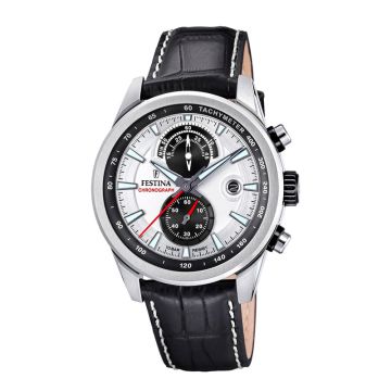 Festina Timeless Chrono herreur i stål med lysegrå urskive