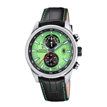 Festina Timeless Chrono herreur i stål med grøn urskive