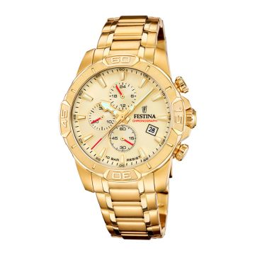 Festina Timeless Chrono herreur i guldfarvet med guldfarvet urskive
