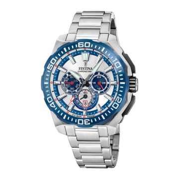 Festina Chrono Bike herreur i stål med blå detaljer - Ø45,5