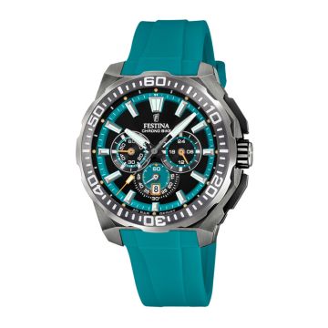 Festina Chrono Bike herreur i petroleum med gummirem - Ø45,5
