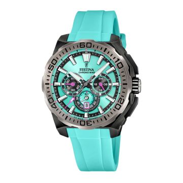 Festina Chrono Bike herreur i turkis med gummirem - Ø45,5