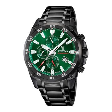 Festina Timeless Chrono herreur i grøn med lænke - Ø47