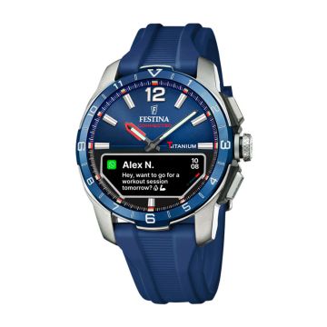 Festina Connected herreur i titanium med mørkeblå urskive