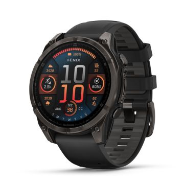 GARMIN fenix 8 Ø47mm AMOLED Carbon Gray DLC titanium - Black med silikonrem