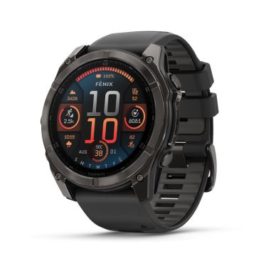 GARMIN fenix 8X Ø51mm AMOLED Carbon Gray DLC titanium - Black med silikonrem