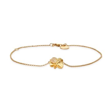 Flora Danica Firkløver armbånd i guldbelagt sølv med zirkoner