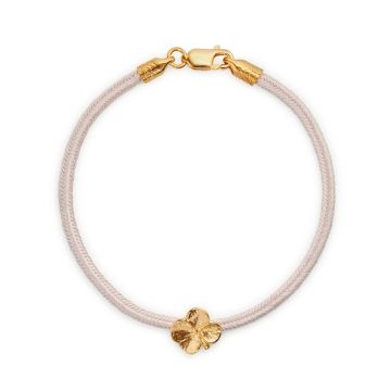 Flora Danica rosa silkearmbånd med forgyldt Firkløver