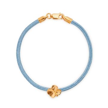 Flora Danica blåt silkearmbånd med forgyldt Firkløver