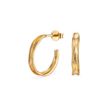 Flora Danica Græs øreringe Hoop i 18 karat guld