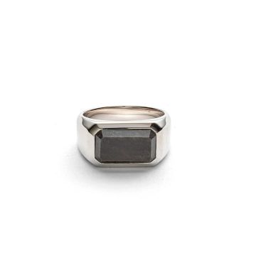 Alexander Lynggaard Hope Rectangle Signet ring i sølv med obsidian