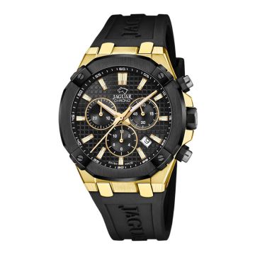 Jaguar Executive herreur i guldfarvet med chronograf og siliconerem