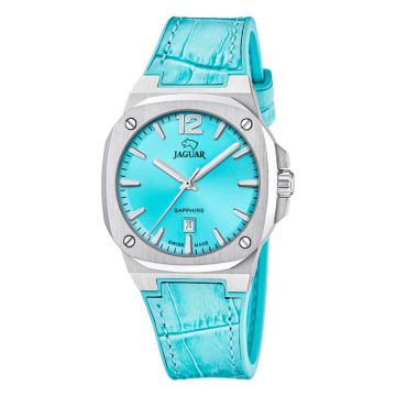 Jaguar RondCarré dameur i stål med turkisblå skive
