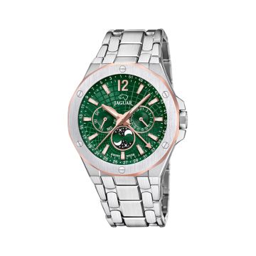 Jaguar Diplomatic Moon Phase herreur i stål med grøn skive - Ø44