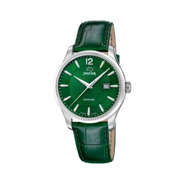 Jaguar Acamar Classic herreur i stål og grøn læderrem - Ø40