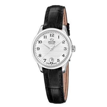 Jaguar Acamar dameur i stål med sort læderrem Ø29