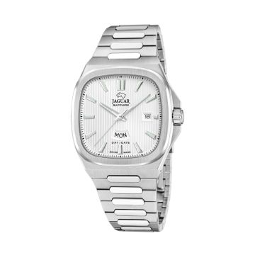 Jaguar Rondcarre Day/Date herreur i stål med lænke - Ø41