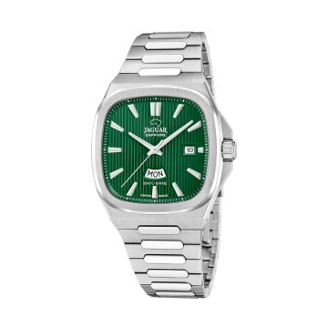 Jaguar Rondcarre Day/Date herreur i stål med grøn skive - Ø41