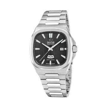 Jaguar Rondcarre herreur i stål med sort skive