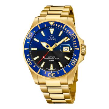 Jaguar Diver herreur i guldfarvet  med blå urskive