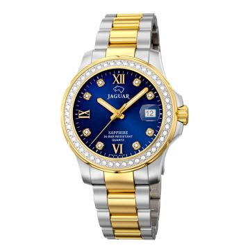  Jaguar Lady Diver dameur i bicolour stål, blå urskive med cubic zirkoner