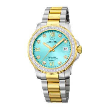 Jaguar Executive dameur i tofarvet stål  med blå urskive