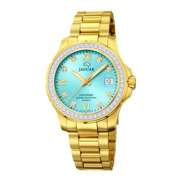 Jaguar Executive dameur i guldfarvet  med turkis urskive