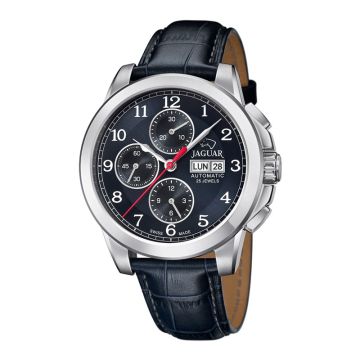 Jaguar Herreur Aut Valjoux Eta 7750, Sort skive, Stål