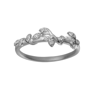 Bybiehl Jungle Ivy ring i sølv med cubic zirkonia