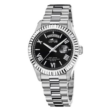 Lotus Freedom Day-Date herreur i stål med sort skive, Ø41